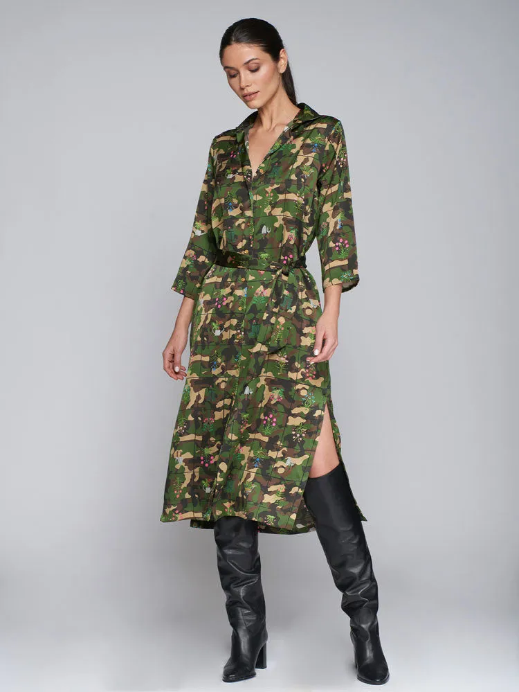 Vilagallo Green Camou Shirt Dress