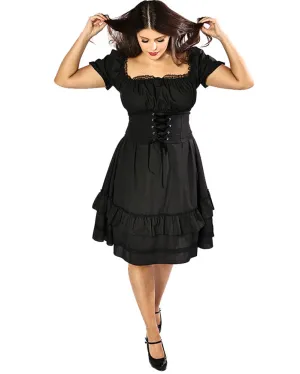 Vintage Victorian Black Corset Womens Plus Size Dress