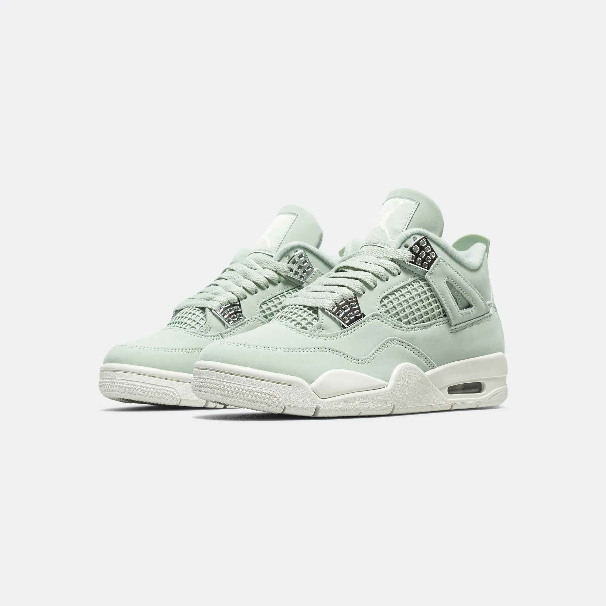 Womens Air Jordan 4 Retro - Seafoam/Sail-Metallic Silver