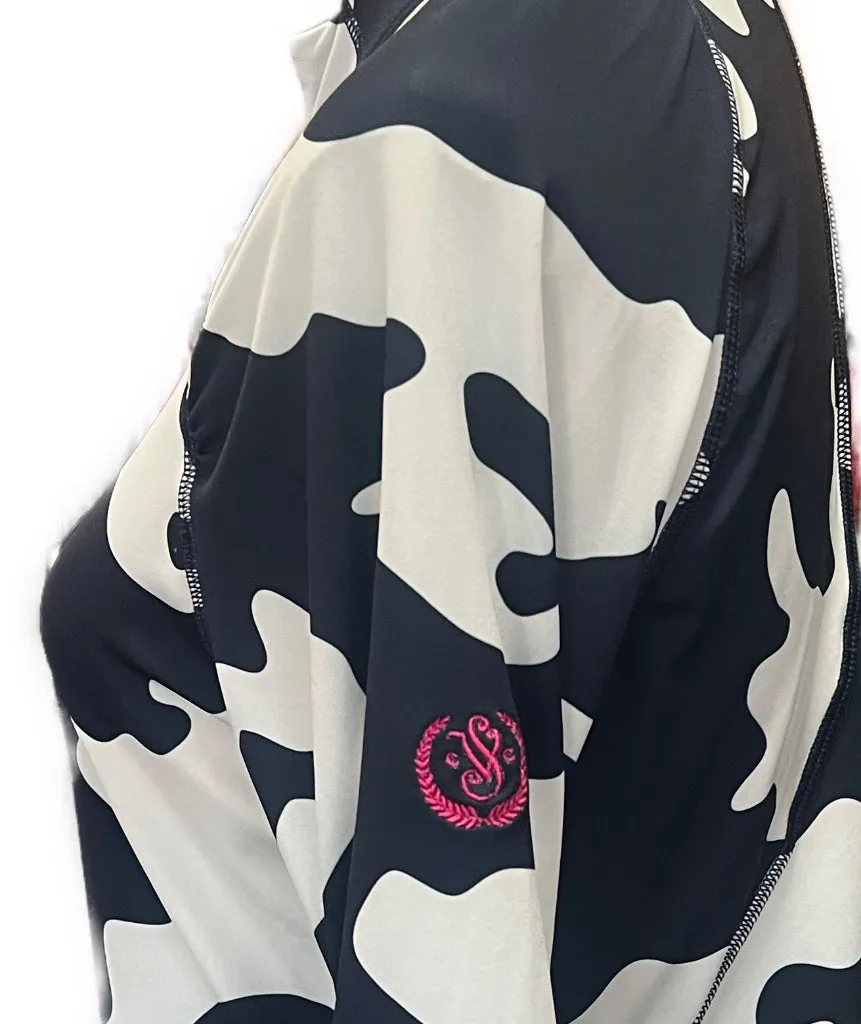 Women's G/Fore Navy & WhIte Camo Print Silky Tech Zip Pullover w/ Logo Size M MSP$155