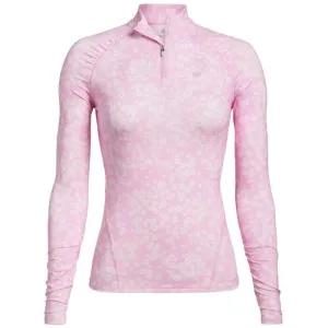 Women's G/Fore Pink Floral Silky Tech Zip Golf Pullover w/ Logo Size L MSP$155
