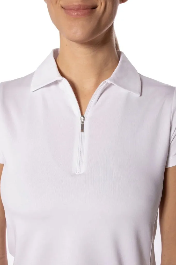Women's Golftini White Zip Golf Polo Size S MSP$90