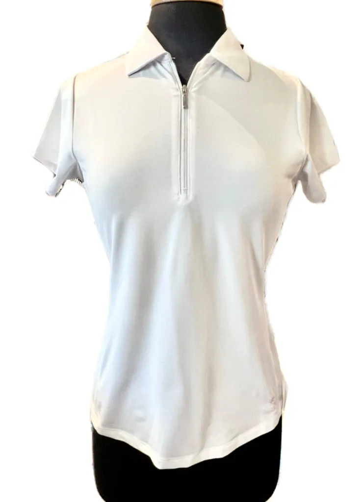 Women's Golftini White Zip Golf Polo Size S MSP$90