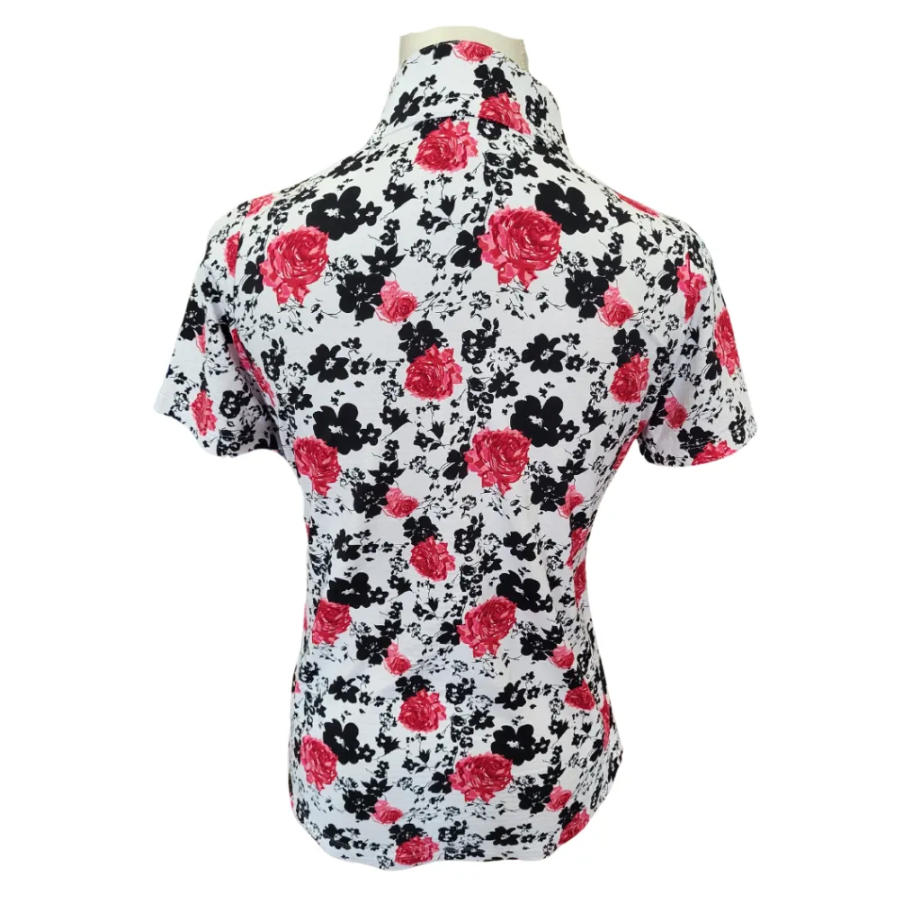 Women's Ibkul Xenia Print Zip Mock Short Sleeve Golf Polo Size S MSP$94