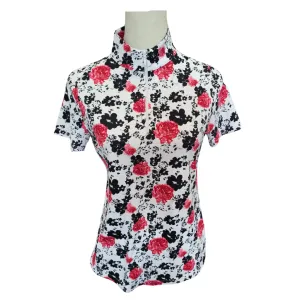 Women's Ibkul Xenia Print Zip Mock Short Sleeve Golf Polo Size S MSP$94