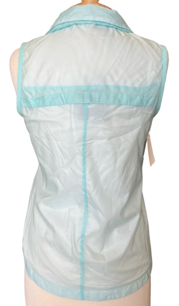 Women's New Nike Golf Aqua Blue Striped Wind Vest Size M MSP$85