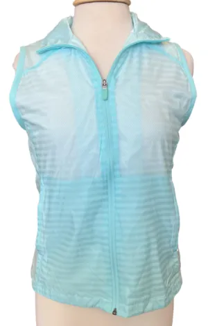 Women's New Nike Golf Aqua Blue Striped Wind Vest Size M MSP$85