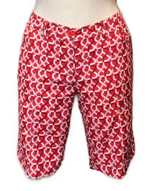 Women's Nivo Sport Red & White Link Print Shorts Size 12 MSP$95