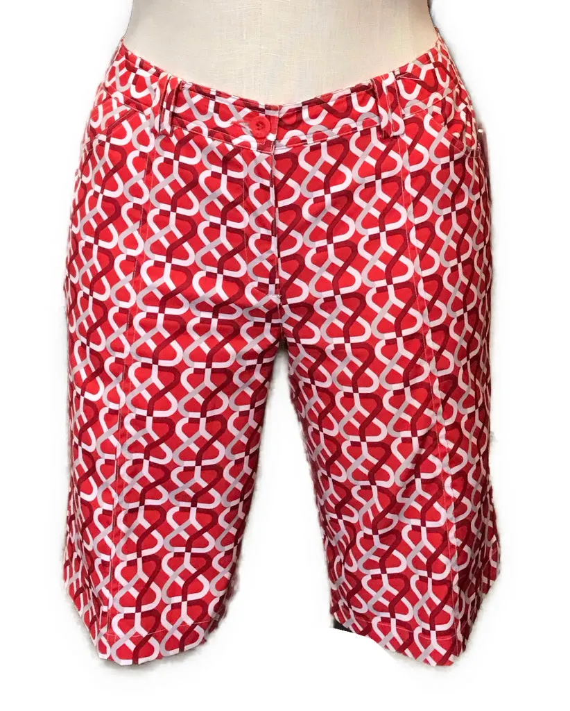 Women's Nivo Sport Red & White Link Print Shorts Size 12 MSP$95