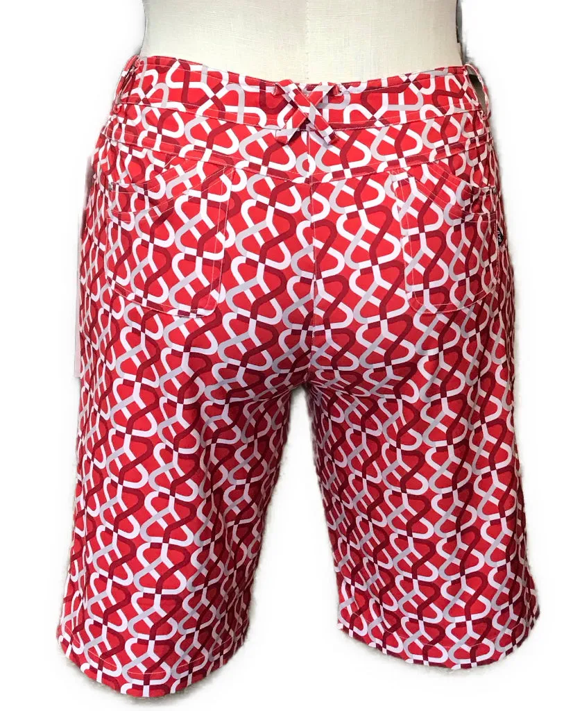 Women's Nivo Sport Red & White Link Print Shorts Size 12 MSP$95