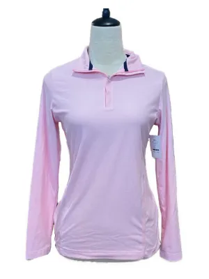 Women's Peter Millar Pink Heather Zip Pullover Size S MSP$130