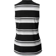 Women's Puma Cloudspun Black w/White Stripe V-neck Mini Mock Sleeveless Golf Top Size M MSP$65