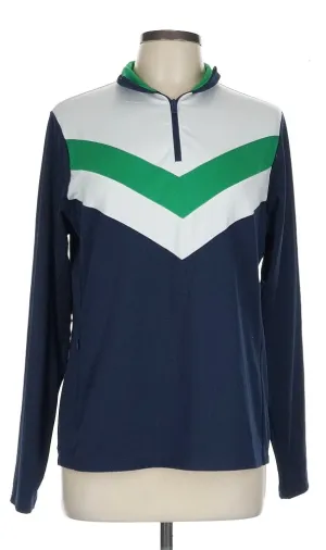 Women's Ralph Lauren RLX Chevron Stripe Pullover in Green/White/Navy Size L MSP$168