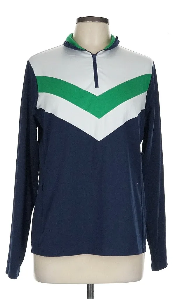 Women's Ralph Lauren RLX Chevron Stripe Pullover in Green/White/Navy Size L MSP$168