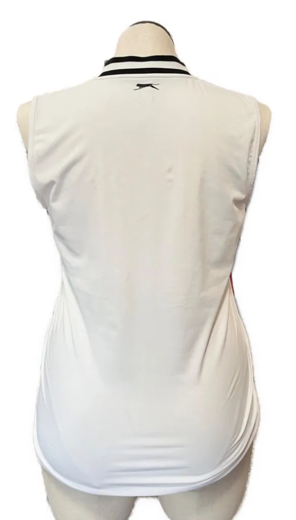 Women's Slazenger Golf White Sleeveless Top w/ Black Striped Collar Size L