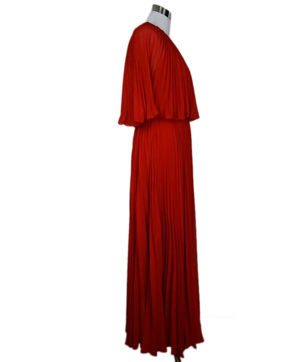Zac Posen Long Red Pleated Dress sz 4