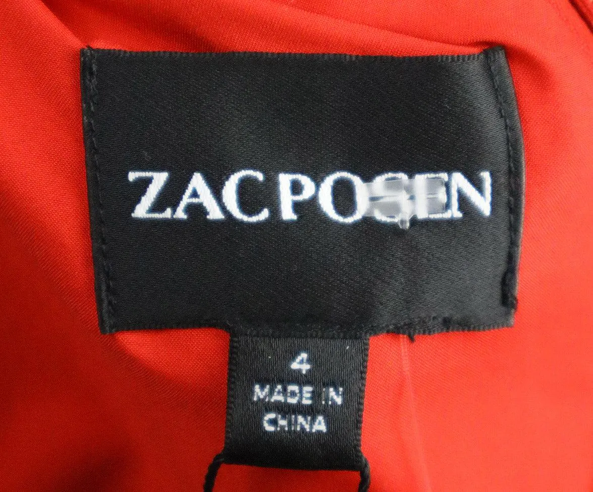 Zac Posen Long Red Pleated Dress sz 4