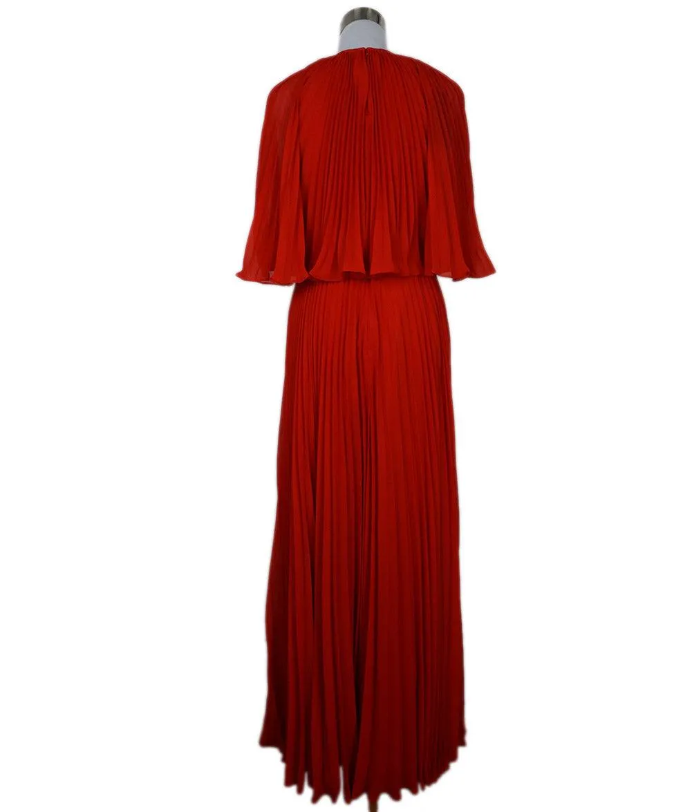 Zac Posen Long Red Pleated Dress sz 4
