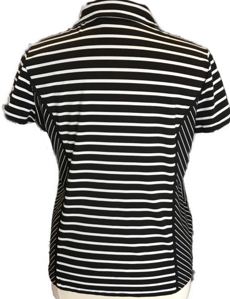Zenergy Black & White Striped Polo Size XL