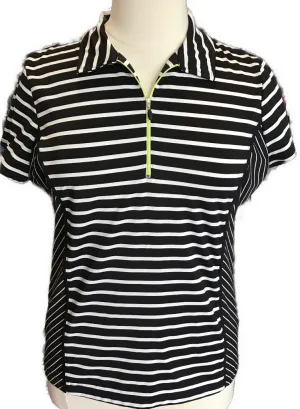 Zenergy Black & White Striped Polo Size XL