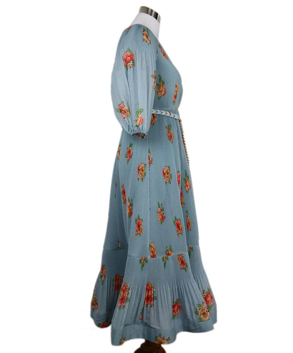 Zimmerman Blue Floral Print Pleated Dress sz 0