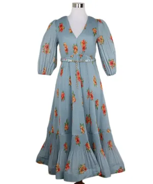 Zimmerman Blue Floral Print Pleated Dress sz 0