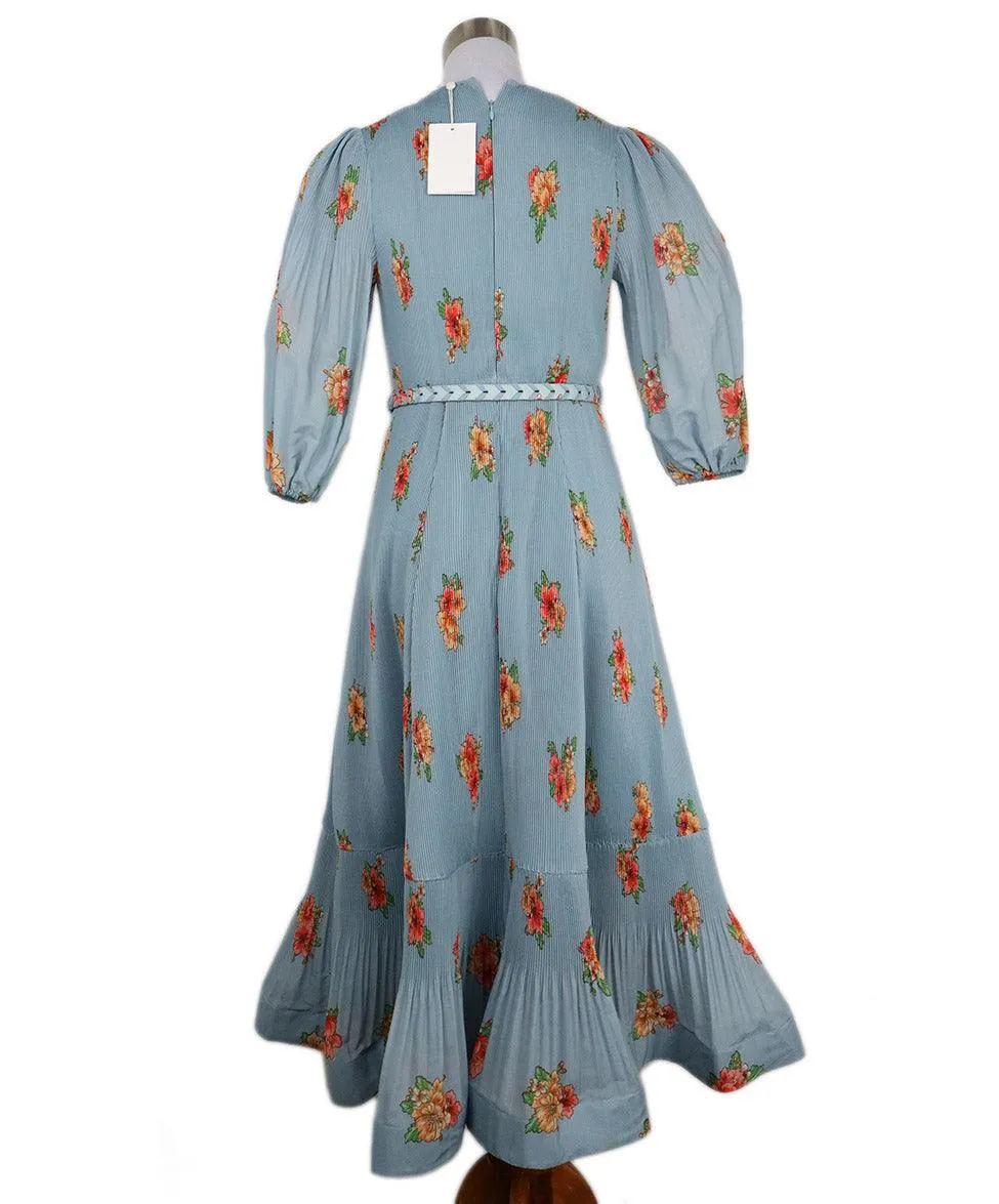 Zimmerman Blue Floral Print Pleated Dress sz 0