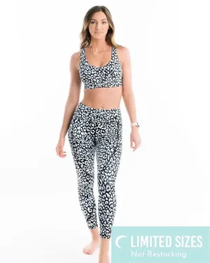Zyia Active Black & White Leopard Pocket Light n Tight 24" Leggings Size 8-10 MSP$65