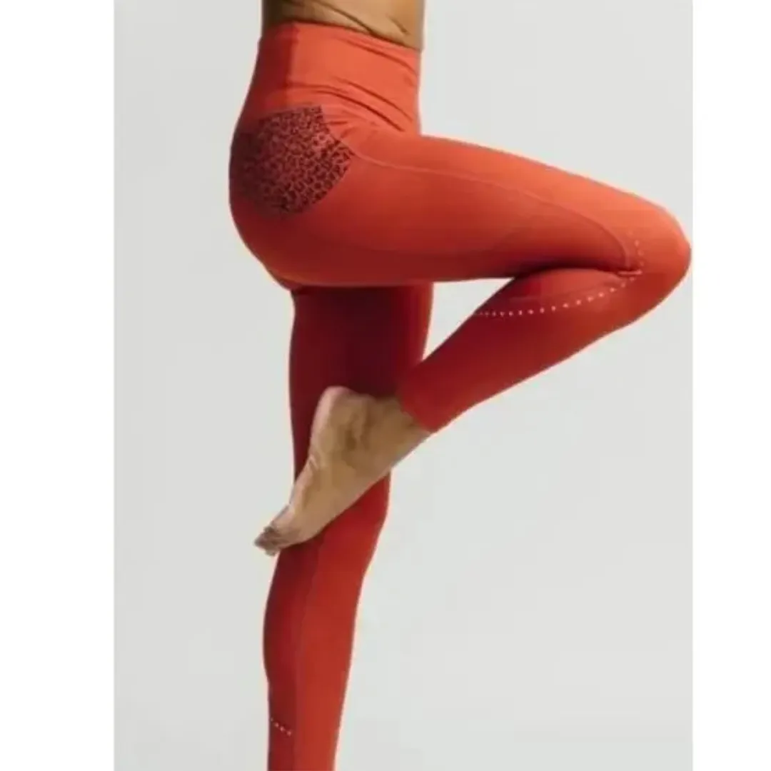 Zyia Burnt Orange Animal Print Leggings Size 10